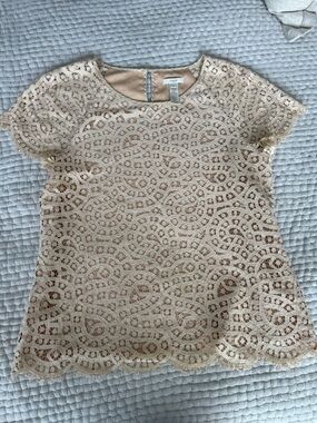 J.Crew Tan Lace Blouse, Size 6